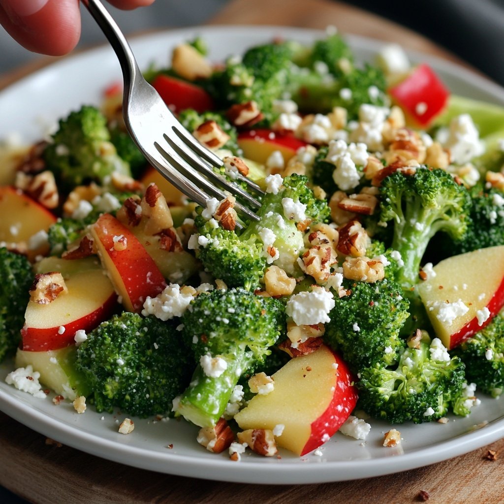 Brokkoli-Salat mit Äpfeln, Nüssen & Feta – Knackig & frisch