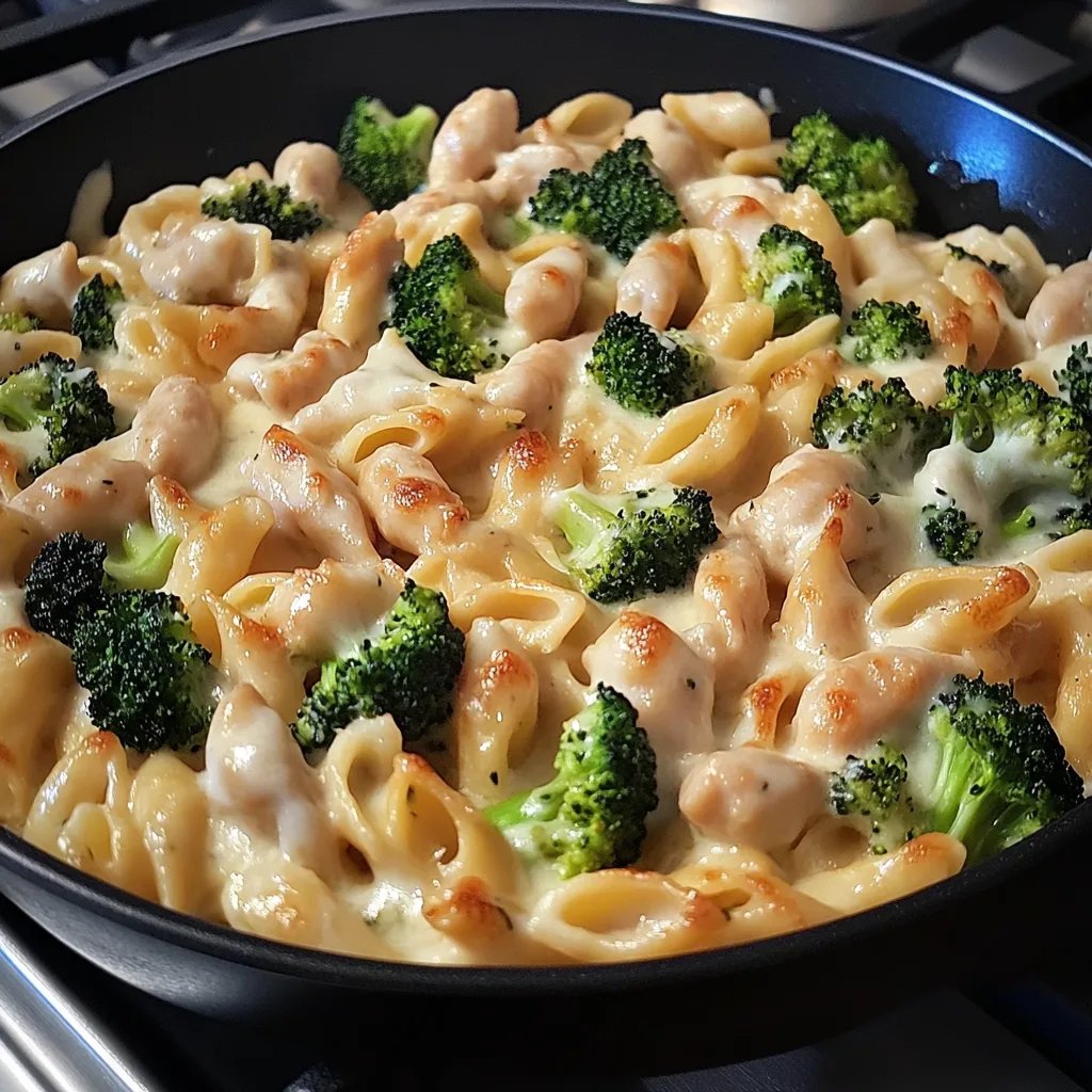 Käse-Knoblauch-Hähnchen und Brokkoli-Pasta