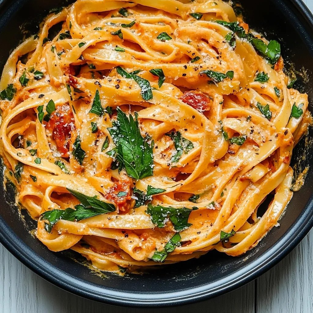 Cremige Sonnengetrocknete Tomaten-Vegan-Pasta