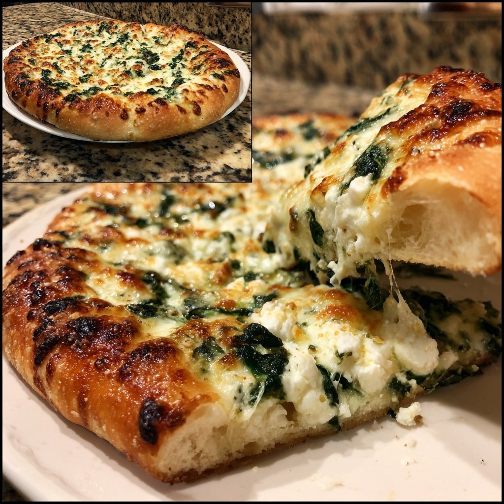 Pizza mit Spinat und Ricotta