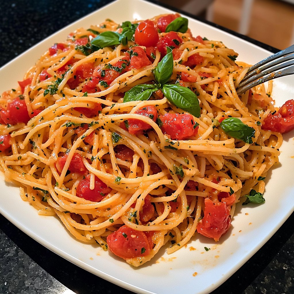 Spaghetti mit Tomaten-Basilikum-Sauce