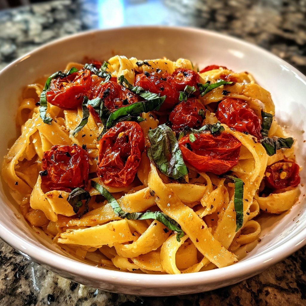 Tagliatelle mit Ofentomaten