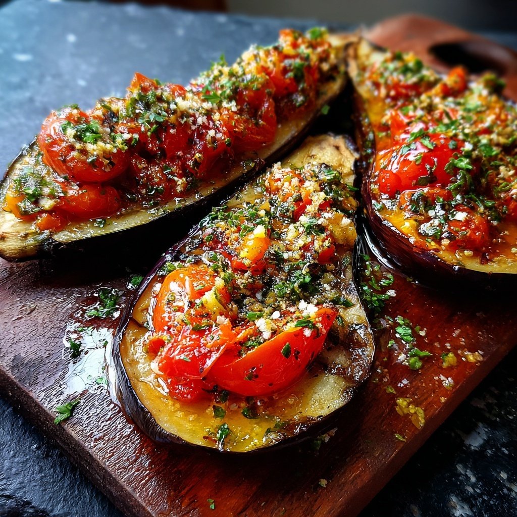 Kalorienarme Ofen Aubergine Mit Tomaten