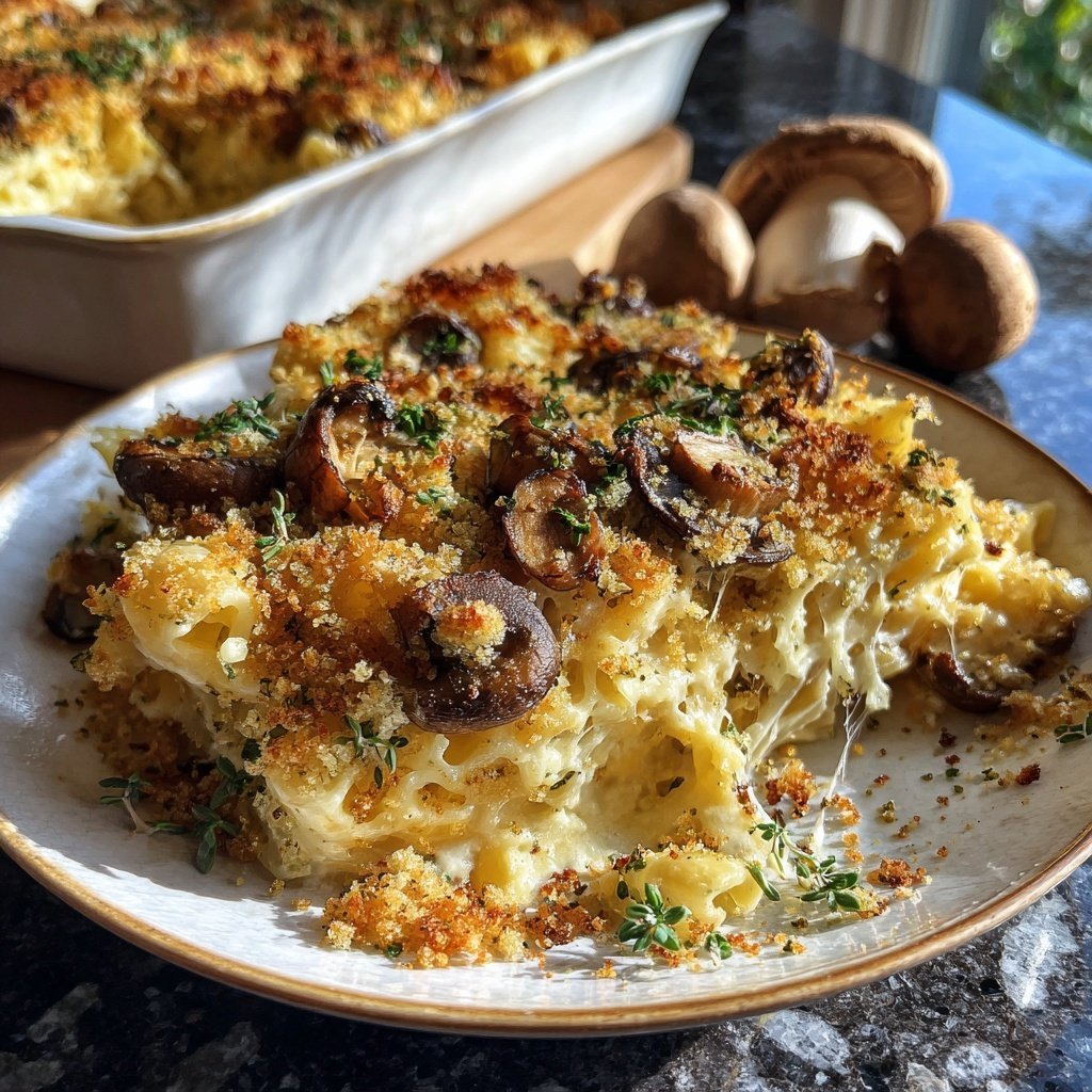 Nudelauflauf mit Champignons