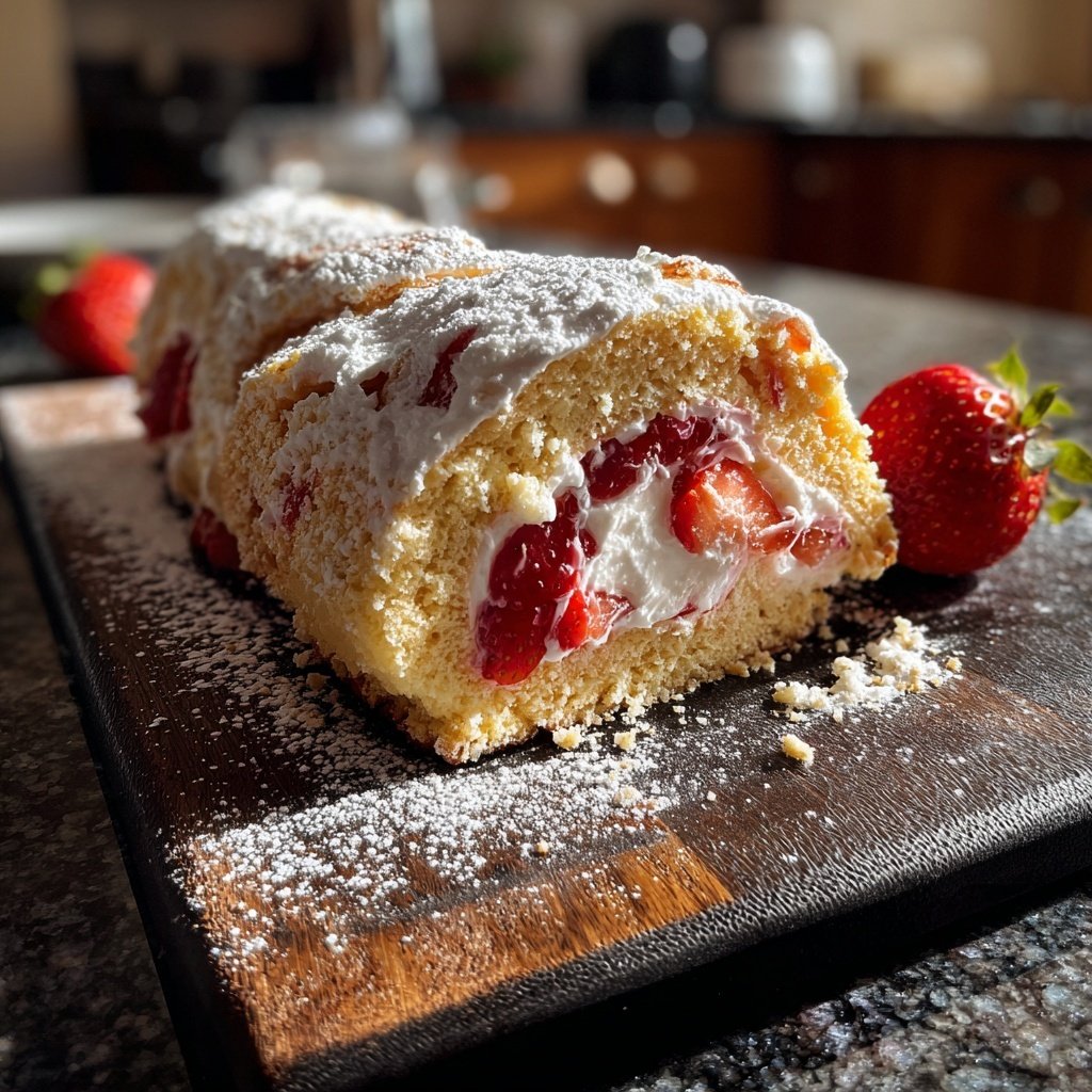 Erdbeer Biskuitrolle